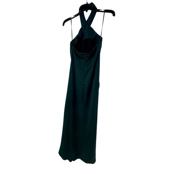 BHLDN Ruby Twist Halter Satin Dark Gown in Green Size 2 New w/o Tag MSRP $248 - Picture 8 of 10